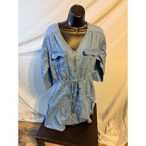NWT New MPH Denim Jean Dress Womens Size Large L 14 Fit Flare Indie Boho Hippie